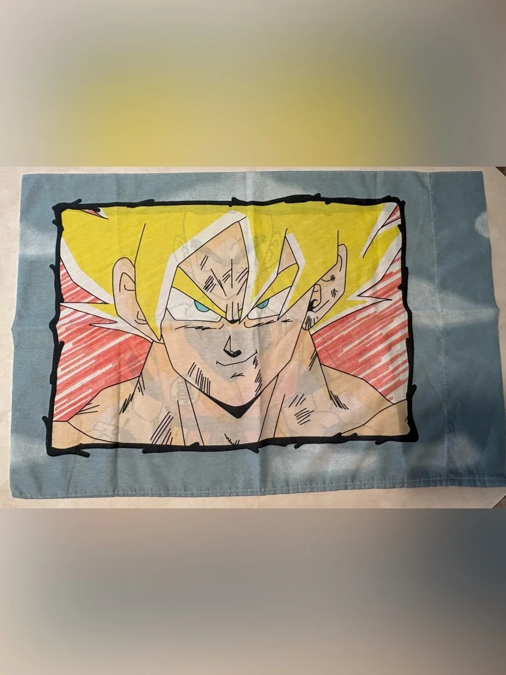 Vintage Dragonball Z Anime Art Print Pillowcase – Yellow & Blue